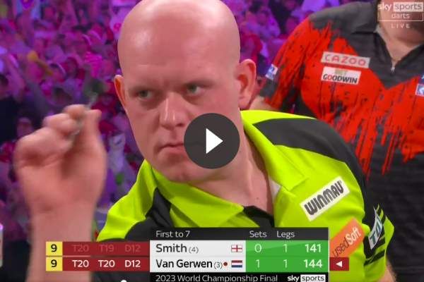 VIDEO: Michael Smith gooit 9-darter terwijl Van Gerwen mist op D12