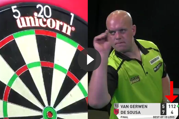 VIDEO: Michael van Gerwen gooit 112-finish zoals je zelden zag