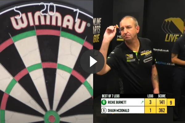 VIDEO: Richie Burnett legt aan voor 9-darter en titel in laatste leg