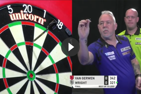 Beelden van bizarre finale tussen Van Gerwen en Wright vandaag