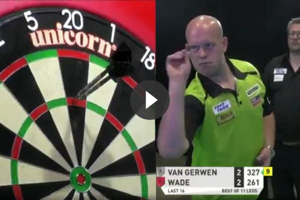 VIDEO: Michael van Gerwen gaat weer voor 9-darter zonder 180