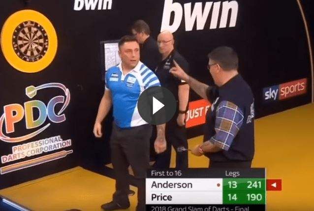 Dit gebeurde eerder tussen Gerwyn Price en Gary Anderson op het Grand Slam-podium