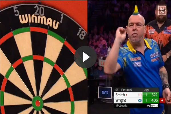VIDEO: Peter Wright gooit deze opmerkelijke score die je zelden ziet bij een professional