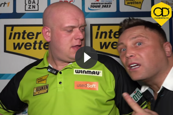 VIDEO: Gerwyn Price noemt Michael van Gerwen 'Lucky player' tijdens interview
