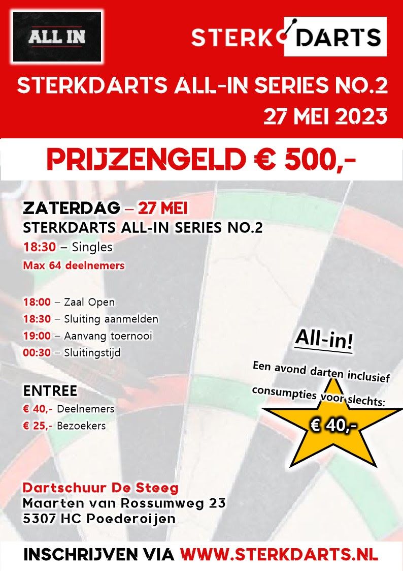 Toernooi aankondiging: Dit weekend weer SterkDarts All-in Series