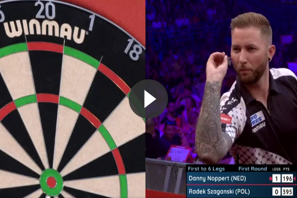 Beelden van merkwaardig moment voor Danny Noppert op de Poland Darts Masters