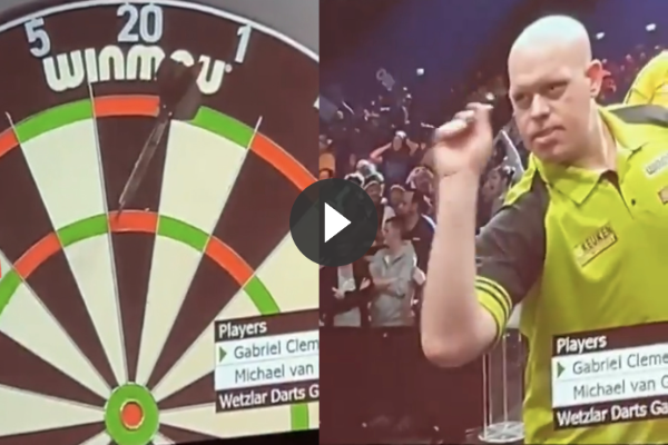 VIDEO: Michael van Gerwen gooit 9-darter op demotoernooi in Duitsland