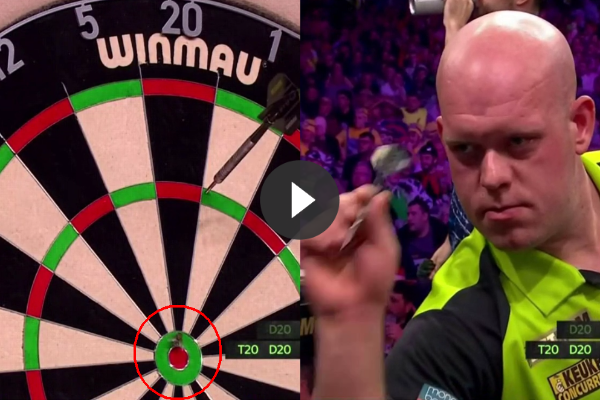 Michael van Gerwen valt vlieg aan die leven niet zeker is als hij op dartbord plaats neemt