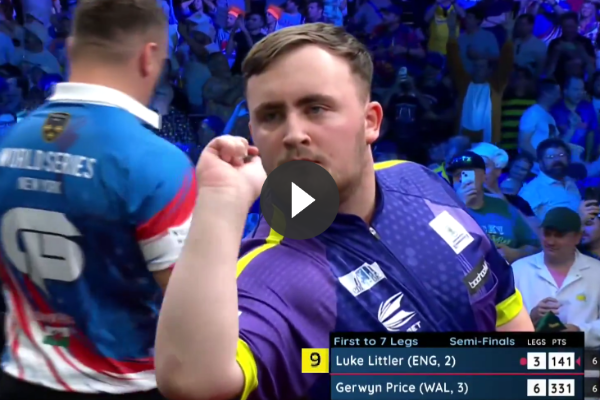 Luke Littler gooit geen 9-darter maar wat die hier flikt is voor Gerwyn Price nog pijnlijker