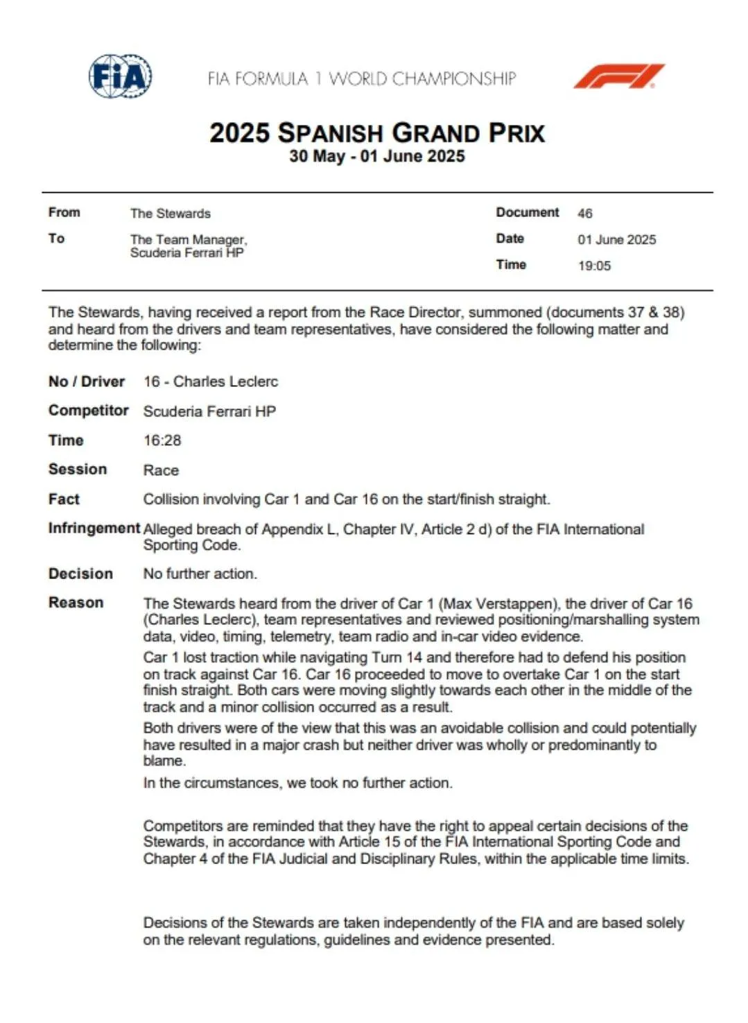 BREAKING: Leclerc krijgt geen straf voor botsing met Verstappen