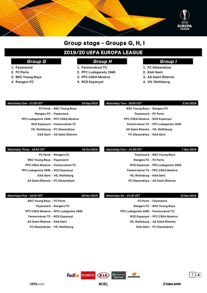 Speelschema: Feyenoord start uit tegen Rangers FC