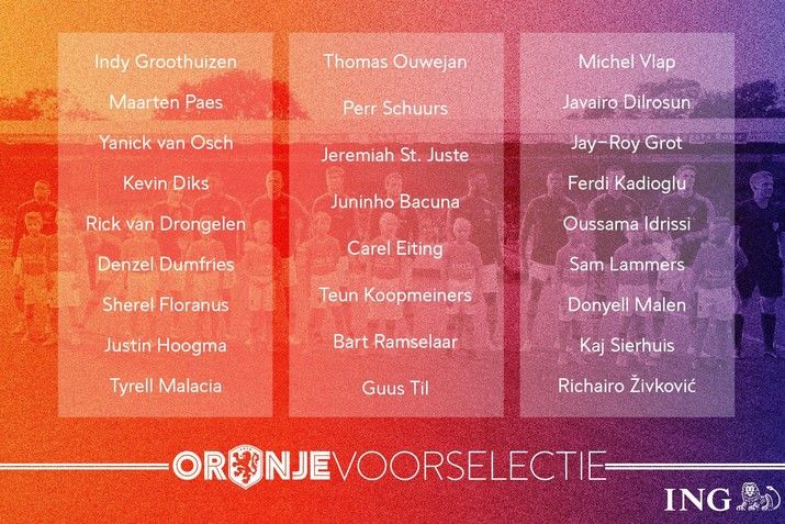 Malacia en St.Juste in voorlopige selectie Jong Oranje