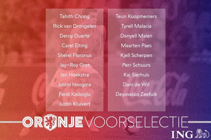 Malacia in voorlopige selectie Jong Oranje