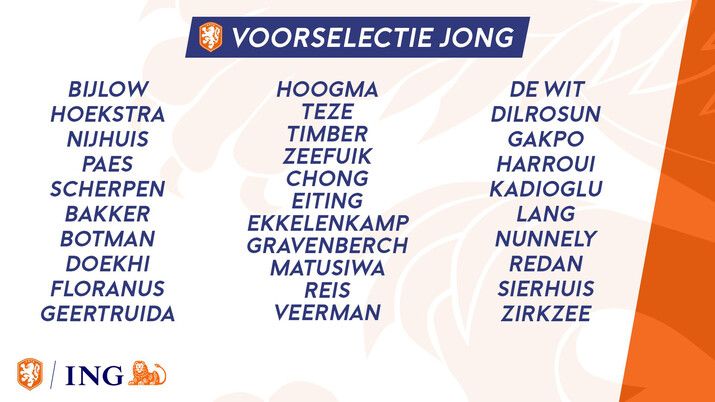 Fer opgenomen in voorselectie Nederlands Elftal