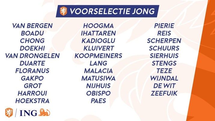 Berghuis en Vermeer in voorselectie Nederlands elftal