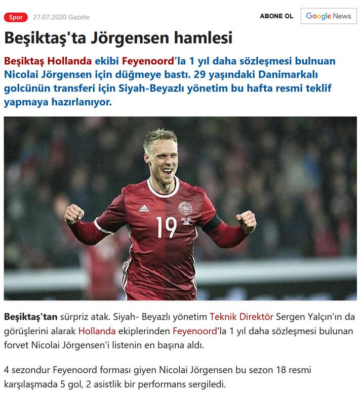 #TT | Besiktas bereidt bod op Jørgensen voor
