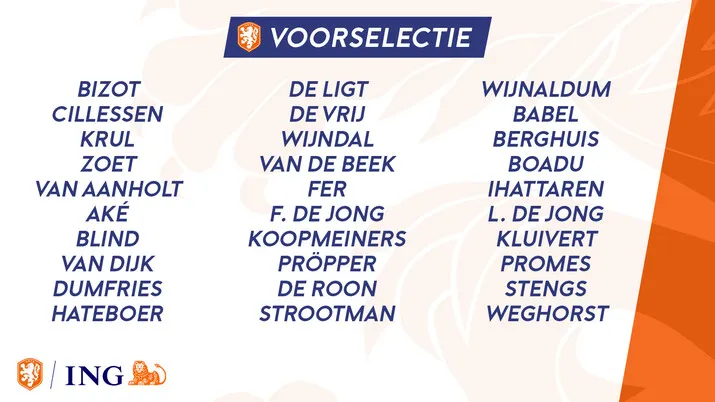 Fer en Berghuis in voorselectie Oranje