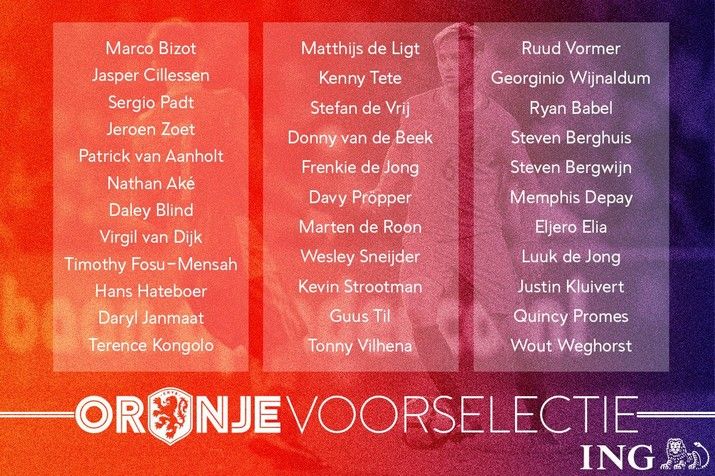 Berghuis en Vilhena in voorlopige Oranjeselectie