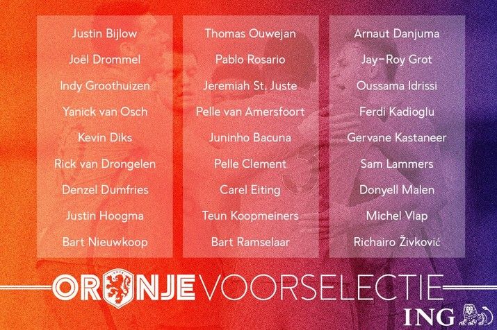 St. Juste, Bijlow en Nieuwkoop in voorselectie Jong Oranje