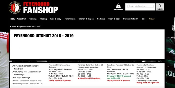 Fanshops vrijdag gesloten; zaterdag nieuw uitshirt?