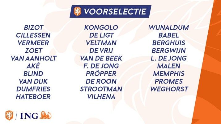 Berghuis en Vermeer in voorselectie Nederlands elftal