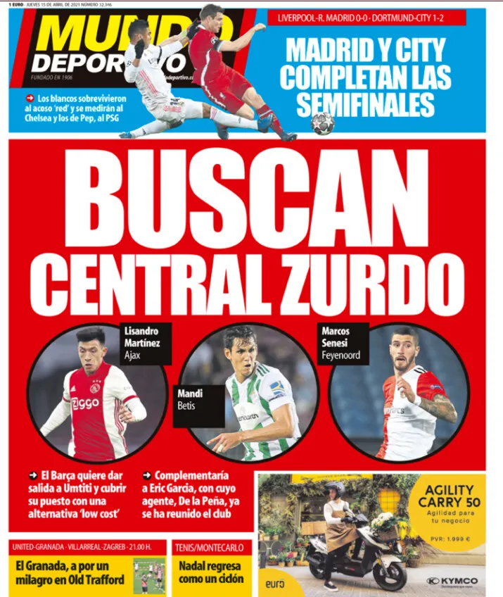 'Mundo Deportivo zet Marcos Senesi op voorpagina'