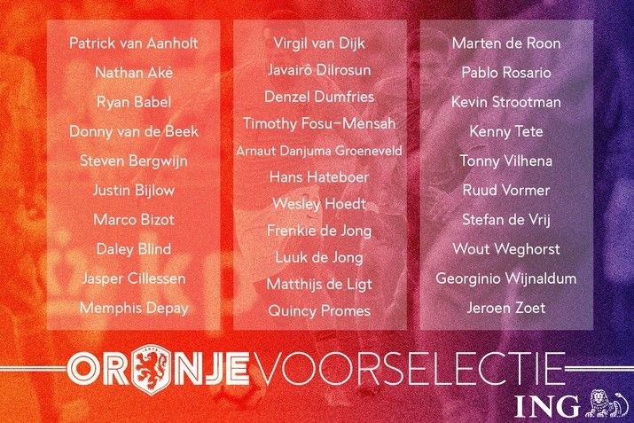 Bijlow en Vilhena in voorselectie Oranje