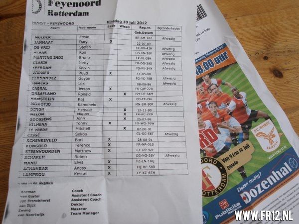 Fc Horst-Feyenoord
