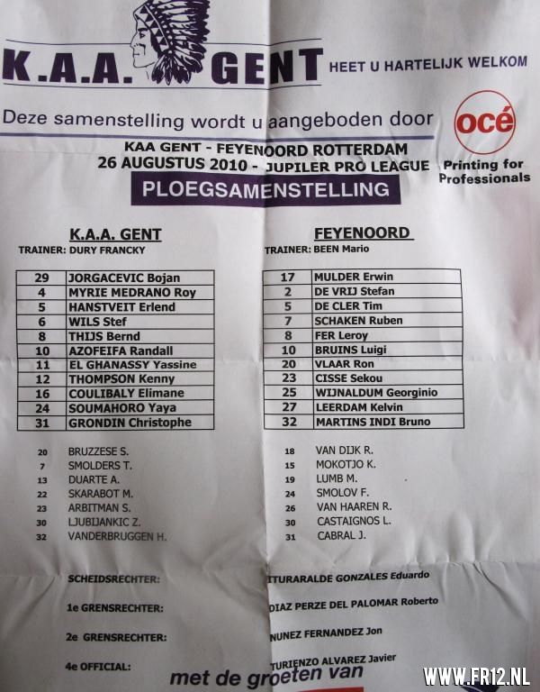 aa gent Feyenoord 2-0