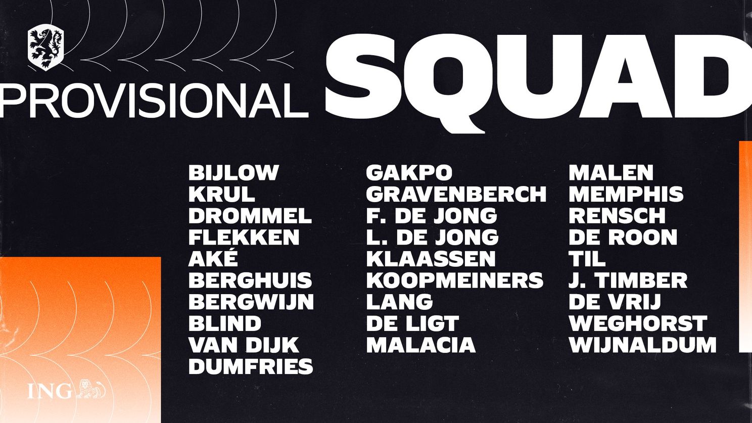 Til, Malacia en Bijlow in voorselectie Oranje