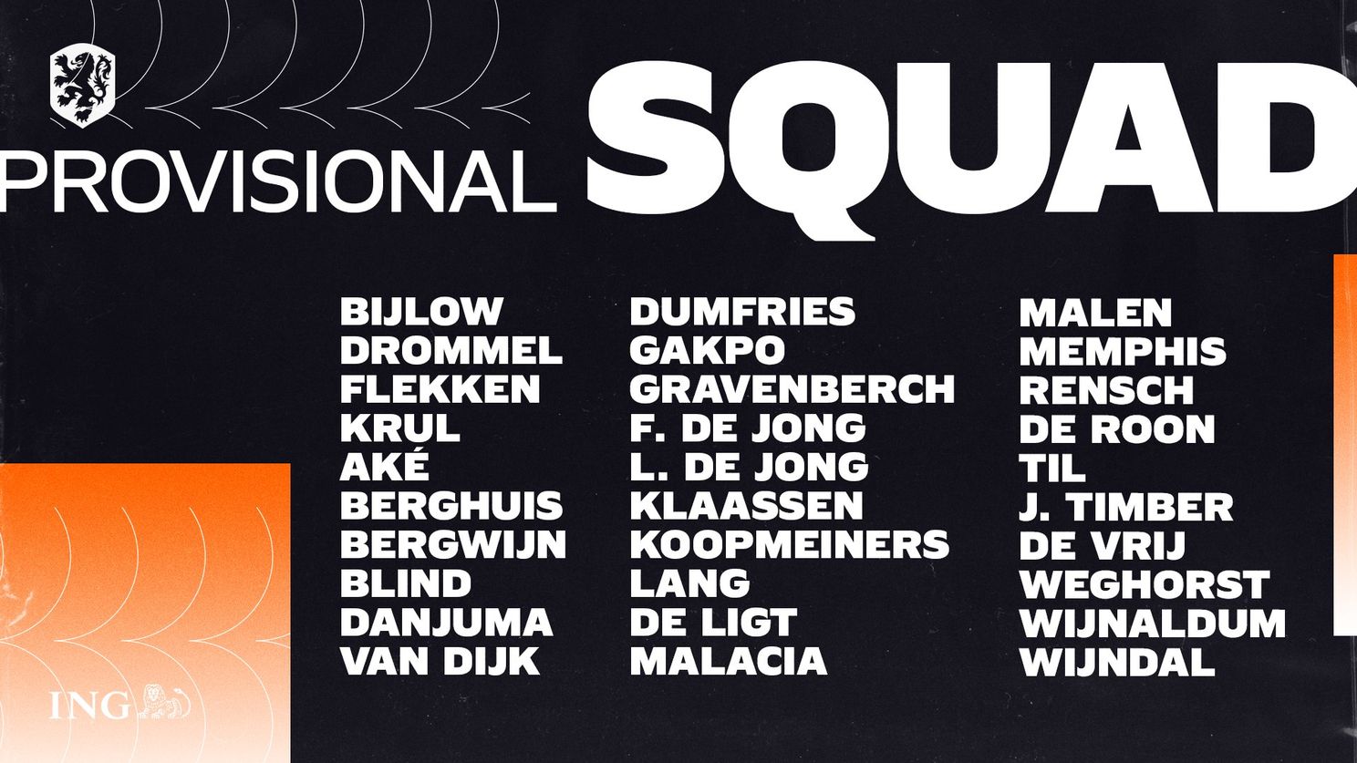 Til, Malacia en Bijlow in voorselectie Oranje