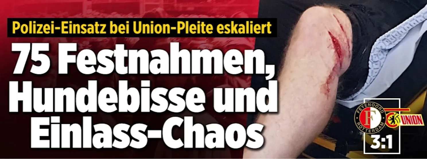 'Horroravond' voor Union Berlin: ''Hooligan-aanval, gewonde fans en een nederlaag''