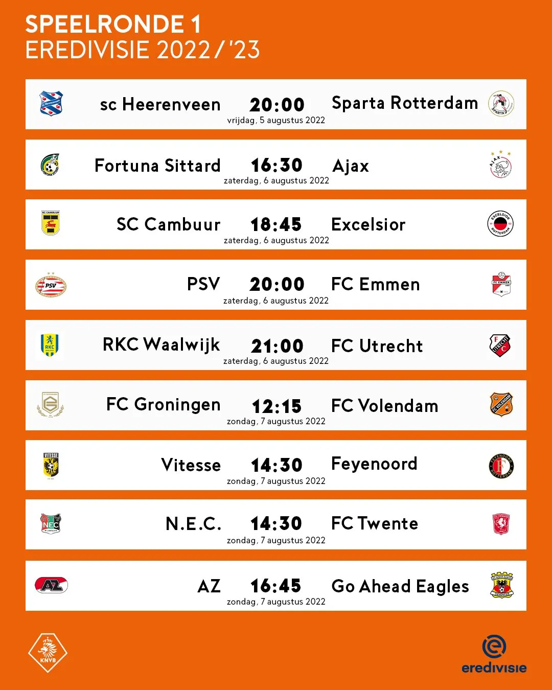 Feyenoord opent nieuwe seizoen tegen Vitesse