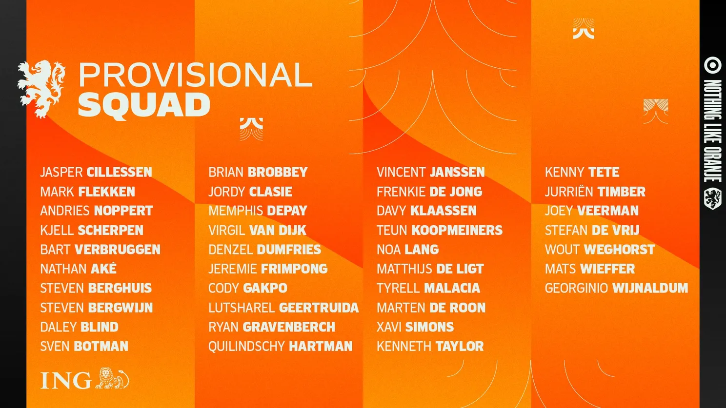 Drie Feyenoorders in voorselectie Nederlands Elftal