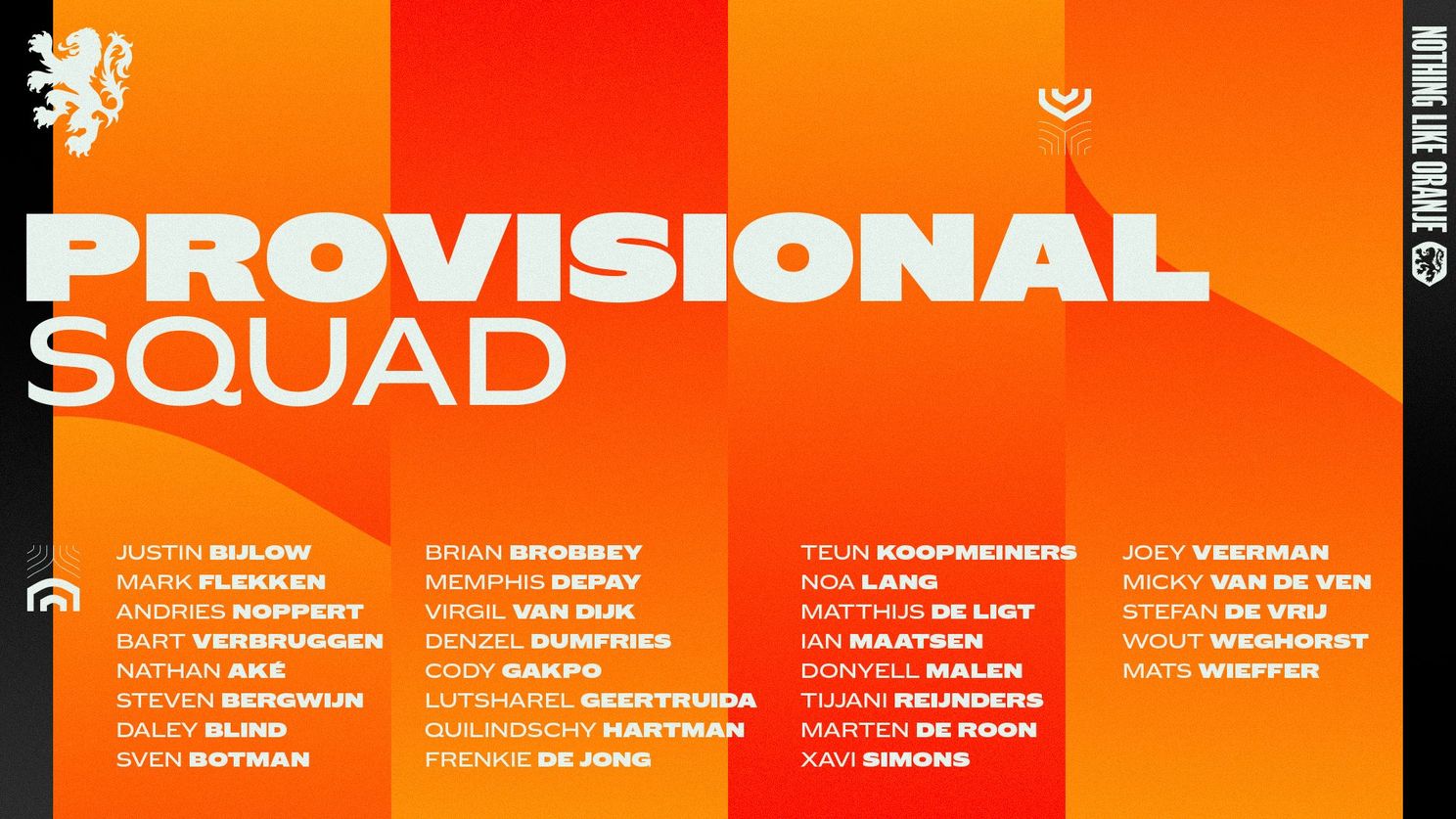 Koeman maakt voorlopige selectie Nederlands Elftal bekend