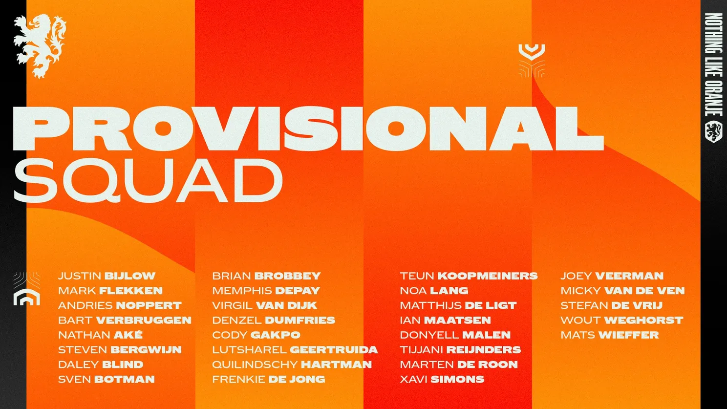 Koeman maakt voorlopige selectie Nederlands Elftal bekend