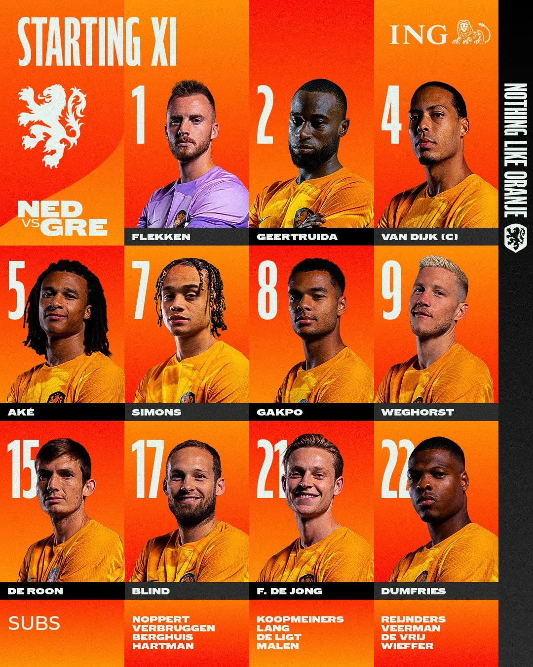 Geertruida start in de basis bij het Nederlands Elftal