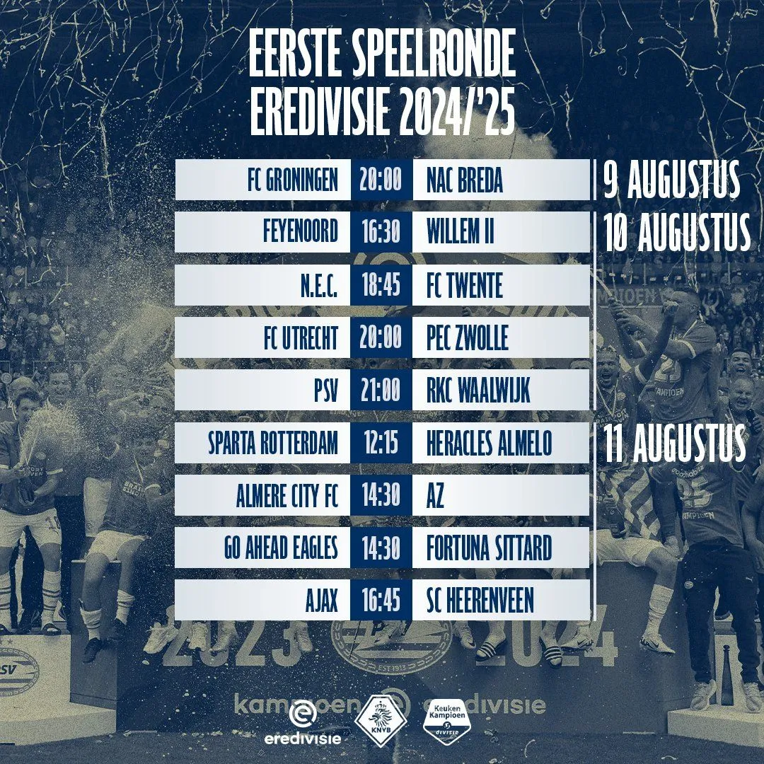 Feyenoord start het nieuwe seizoen tegen Willem II