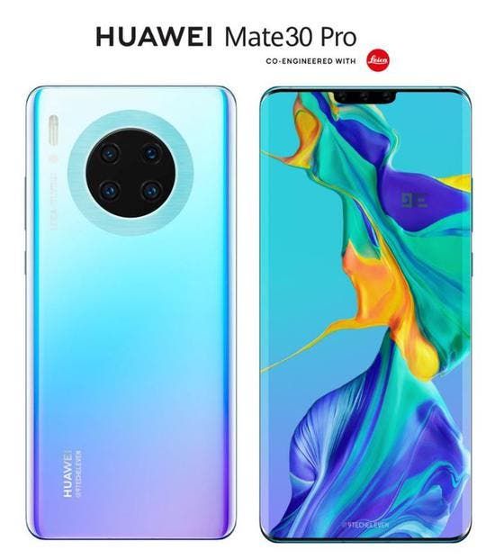 Huawei Mate 30 Pro Renderings Show Screen Ratio Close to 100%