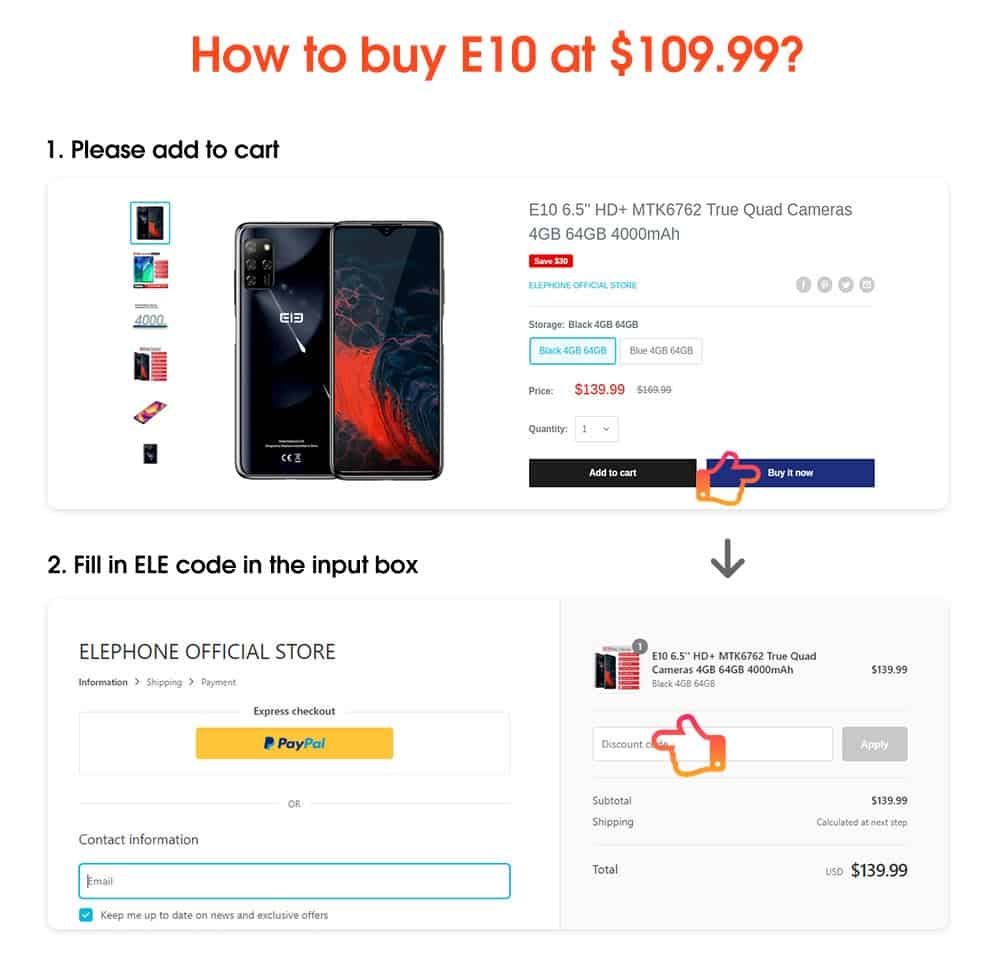Get your own $30 coupon for the new ELEPHONE E10