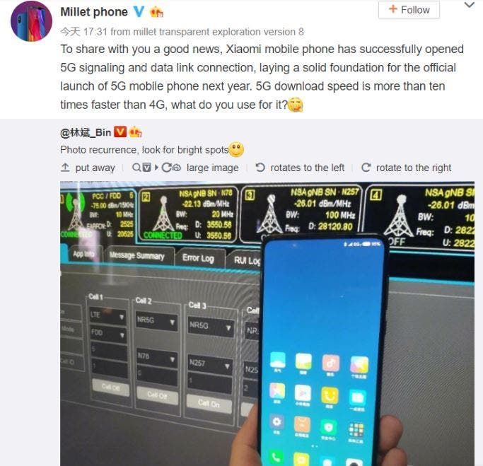 Xiaomi Mi MIX 3 Successfully Host 5G Technology