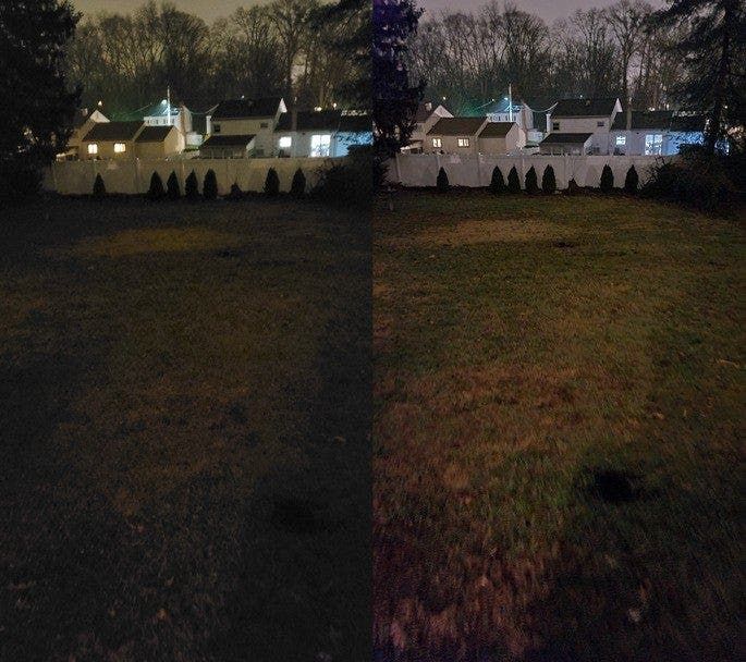 Night Mode of Galaxy S10 (left) and Galaxy S20 (right)