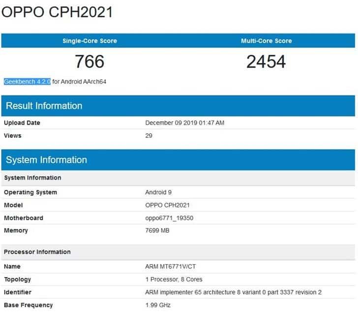 Two Oppo phones appeared on Geekbench with 8GB RAM + MediaTek P60