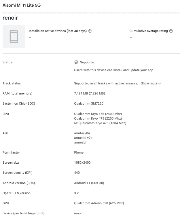 The full specs of the Xiaomi Mi 11 Lite smartphone have been revealed