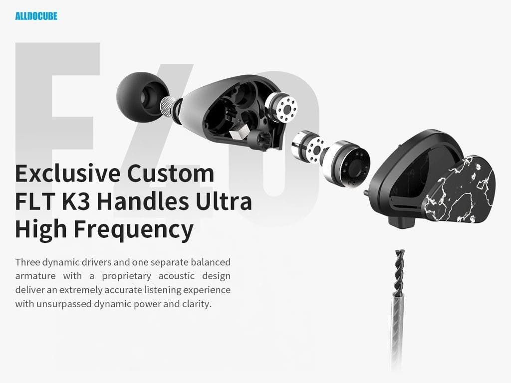 ALLDOCUBE F40 quad driver nanofiber diaphragm earphones launched