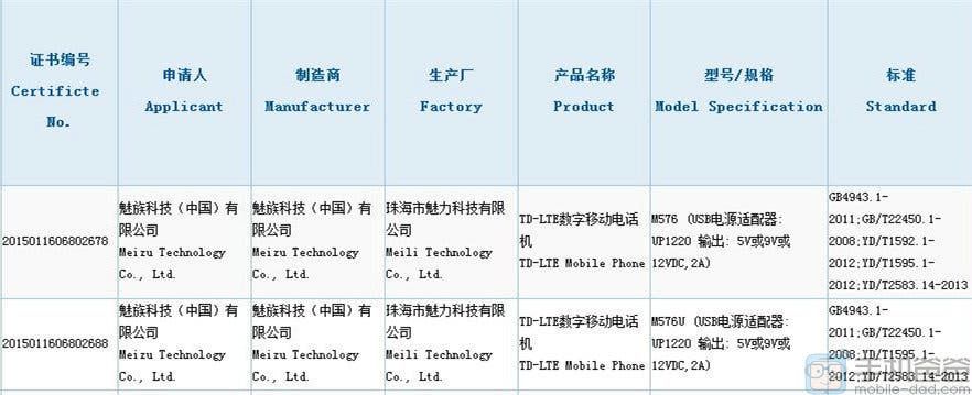 Meizu Pro 5 documents leak fast charging details