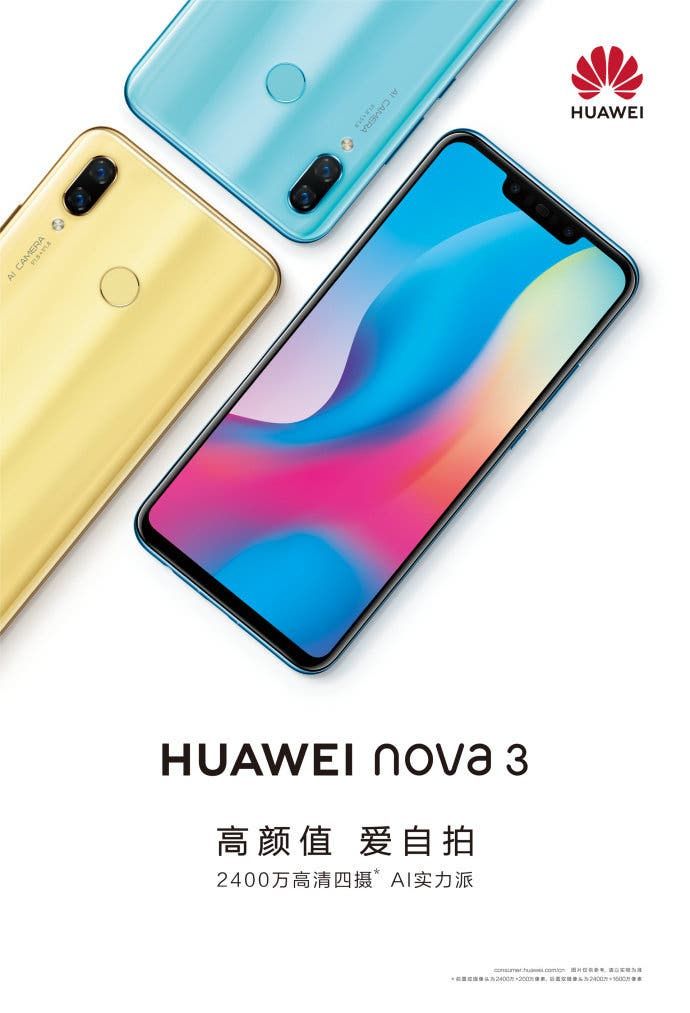 Huawei Nova 3 Pre-Heating Poster Reveals Its Appearance