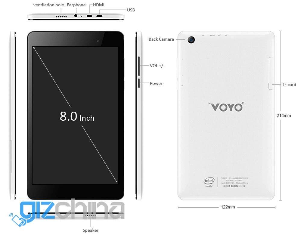Voyo WinPad A1 Mini is an 8" dual boot (Windows 8.1 + Android 4.4) tablet