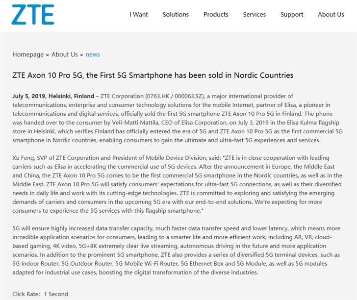 ZTE Axon 10 Pro 5G Sells Quite Well in Finland
