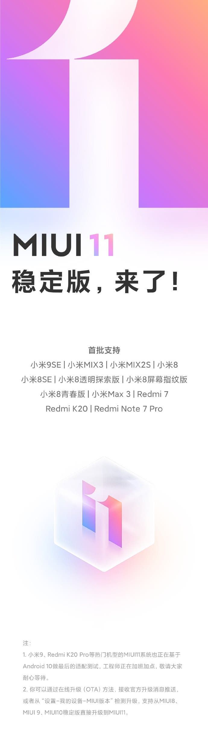 12 Xiaomi/Redmi phones get MIUI 11 stable update in China